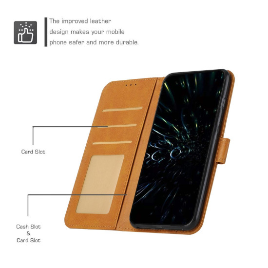 For Samsung Galaxy S23+ 5G Stitching Calf Texture Buckle Leather Phone Case(Yellow)