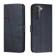 For Samsung Galaxy S23+ 5G Stitching Calf Texture Buckle Leather Phone Case(Blue)