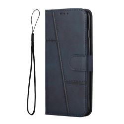 For Samsung Galaxy S23+ 5G Stitching Calf Texture Buckle Leather Phone Case(Blue)