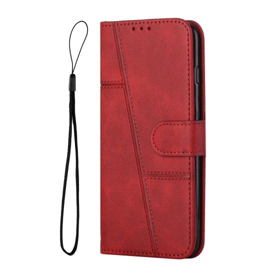 For Samsung Galaxy S23+ 5G Stitching Calf Texture Buckle Leather Phone Case(Red)