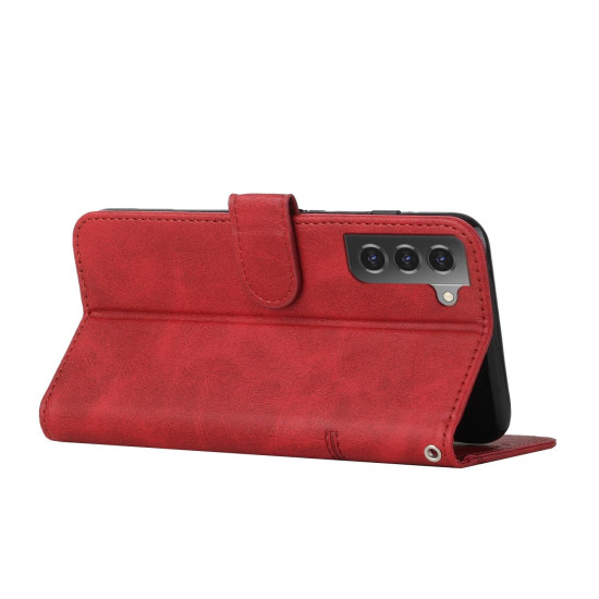 For Samsung Galaxy S23+ 5G Stitching Calf Texture Buckle Leather Phone Case(Red)