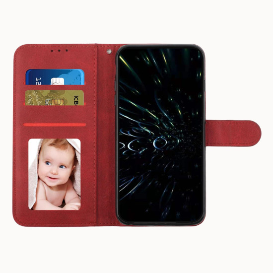 For Samsung Galaxy S23+ 5G Stitching Calf Texture Buckle Leather Phone Case(Red)