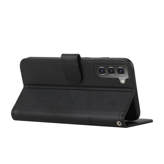 For Samsung Galaxy S23+ 5G Stitching Calf Texture Buckle Leather Phone Case(Black)