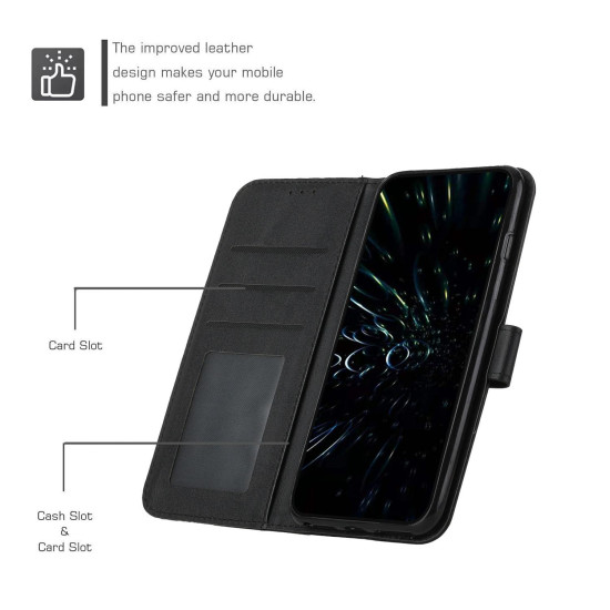 For Samsung Galaxy S23+ 5G Stitching Calf Texture Buckle Leather Phone Case(Black)