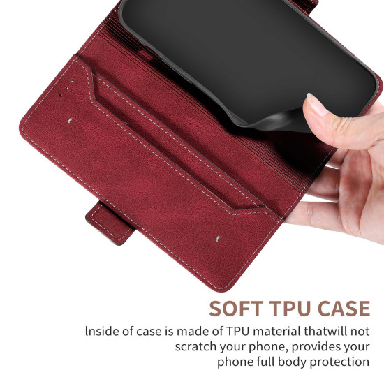 For Samsung Galaxy S23+ 5G Stitching Side-Magnetic RFID Leather Phone Case(Red)
