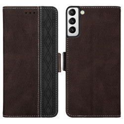 For Samsung Galaxy S23+ 5G Stitching Side-Magnetic RFID Leather Phone Case(Coffee)
