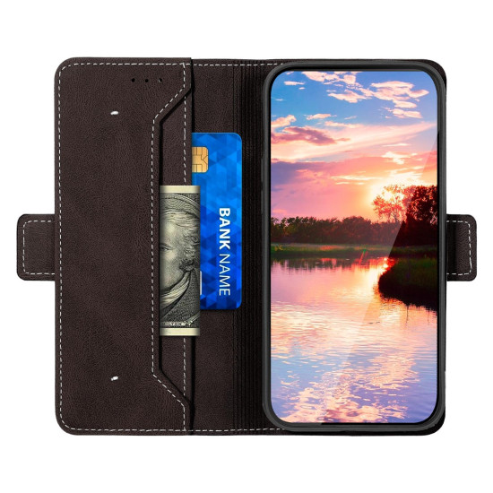 For Samsung Galaxy S23+ 5G Stitching Side-Magnetic RFID Leather Phone Case(Coffee)