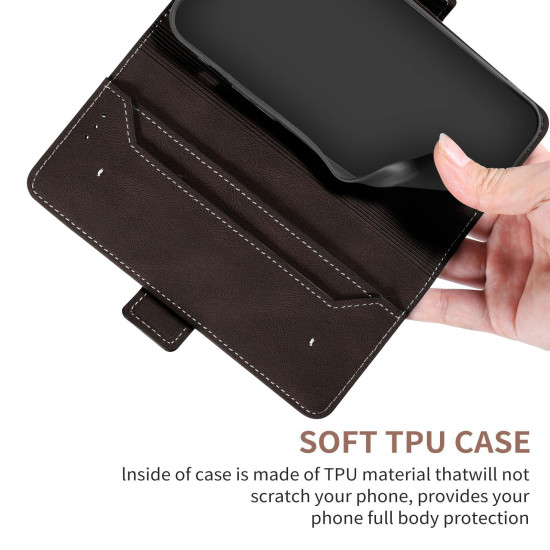 For Samsung Galaxy S23+ 5G Stitching Side-Magnetic RFID Leather Phone Case(Coffee)