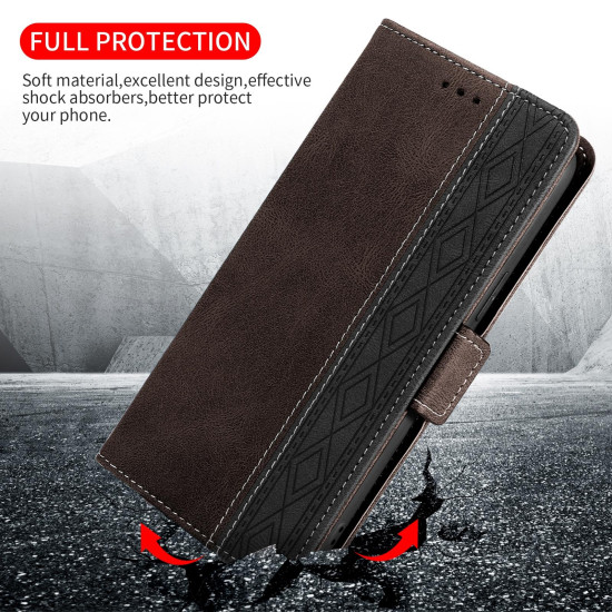 For Samsung Galaxy S23+ 5G Stitching Side-Magnetic RFID Leather Phone Case(Coffee)