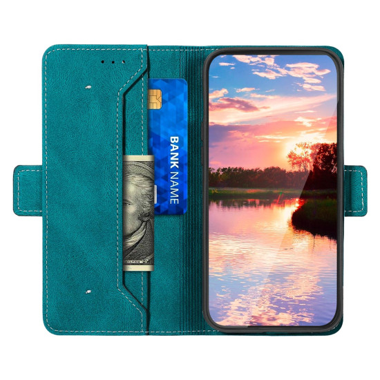 For Samsung Galaxy S23+ 5G Stitching Side-Magnetic RFID Leather Phone Case(Dark Green)