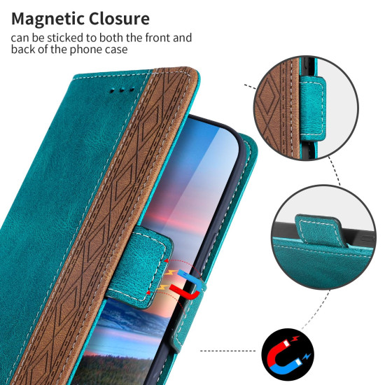 For Samsung Galaxy S23+ 5G Stitching Side-Magnetic RFID Leather Phone Case(Dark Green)