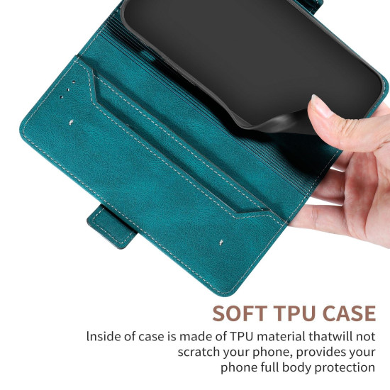 For Samsung Galaxy S23+ 5G Stitching Side-Magnetic RFID Leather Phone Case(Dark Green)