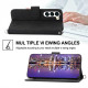 For Samsung Galaxy S23+ Skin-feel Flowers Embossed Wallet Leather Phone Case(Black)