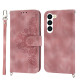For Samsung Galaxy S23+ Skin-feel Flowers Embossed Wallet Leather Phone Case(Pink)