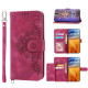 For Samsung Galaxy S23+ Skin-feel Flowers Embossed Wallet Leather Phone Case(Wine Red)