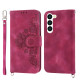 For Samsung Galaxy S23+ Skin-feel Flowers Embossed Wallet Leather Phone Case(Wine Red)