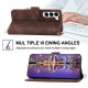 For Samsung Galaxy S23+ Skin-feel Flowers Embossed Wallet Leather Phone Case(Brown)
