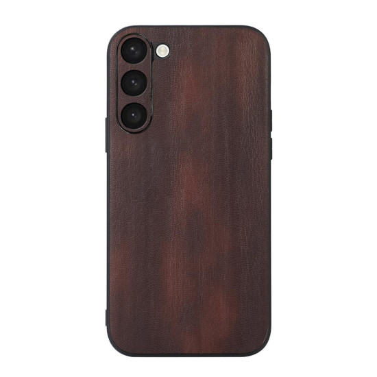 For Samsung Galaxy S23+ 5G Yellow Cow Texture PU Phone Case(Coffee)