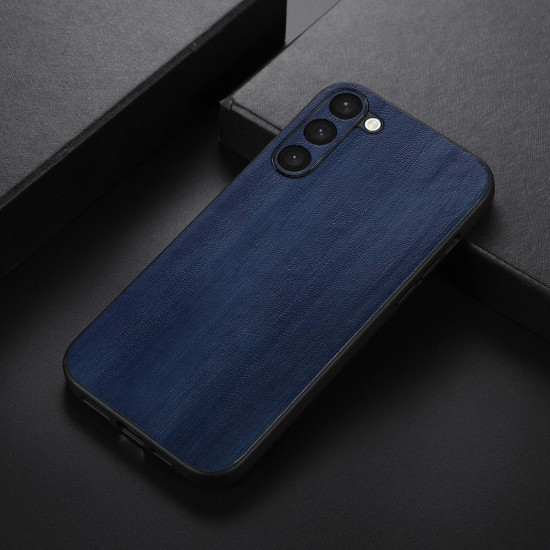 For Samsung Galaxy S23+ 5G Yellow Cow Texture PU Phone Case(Blue)