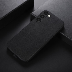 For Samsung Galaxy S23+ 5G Wood Texture PU Phone Case(Black)