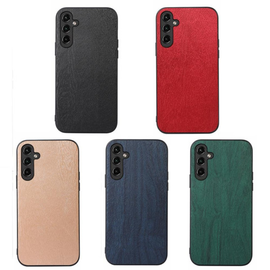 For Samsung Galaxy S23+ 5G Wood Texture PU Phone Case(Black)