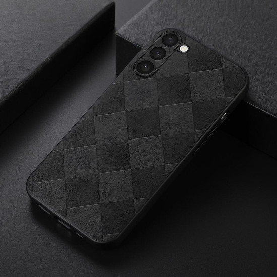 For Samsung Galaxy S23+ 5G Weave Plaid PU Phone Case(Black)