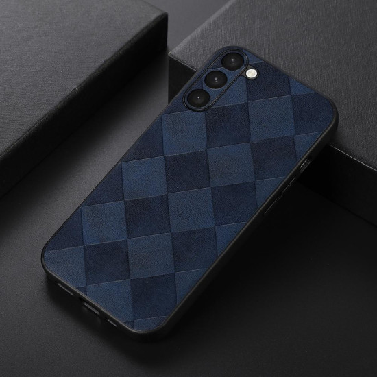 For Samsung Galaxy S23+ 5G Weave Plaid PU Phone Case(Blue)