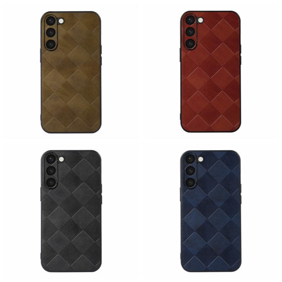 For Samsung Galaxy S23+ 5G Weave Plaid PU Phone Case(Blue)