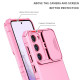 For Samsung Galaxy S23+ 5G Stereoscopic Holder Sliding Camshield Phone Case(Pink)