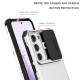 For Samsung Galaxy S23+ 5G Stereoscopic Holder Sliding Camshield Phone Case(White)