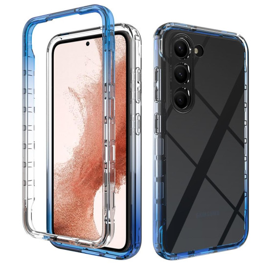 For Samsung Galaxy S23+ 5G Transparent Gradient Color TPU + PC Protective Phone Case(Blue)