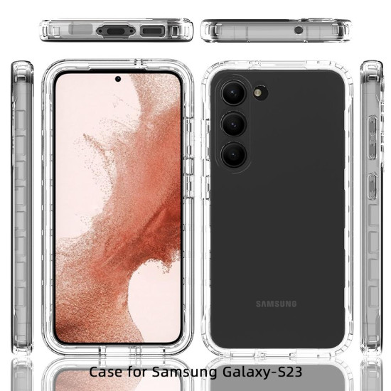 For Samsung Galaxy S23+ 5G Transparent Gradient Color TPU + PC Protective Phone Case(Pink)