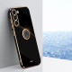 For Samsung Galaxy S23+ 5G XINLI Straight Edge 6D Electroplate TPU Phone Case with Ring Holder(Black)