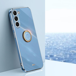 For Samsung Galaxy S23+ 5G XINLI Straight Edge 6D Electroplate TPU Phone Case with Ring Holder(Celestial Blue)