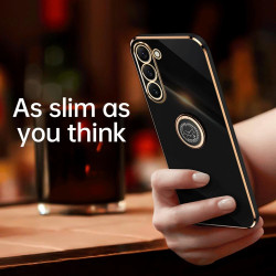 For Samsung Galaxy S23+ 5G XINLI Straight Edge 6D Electroplate TPU Phone Case with Ring Holder(White)