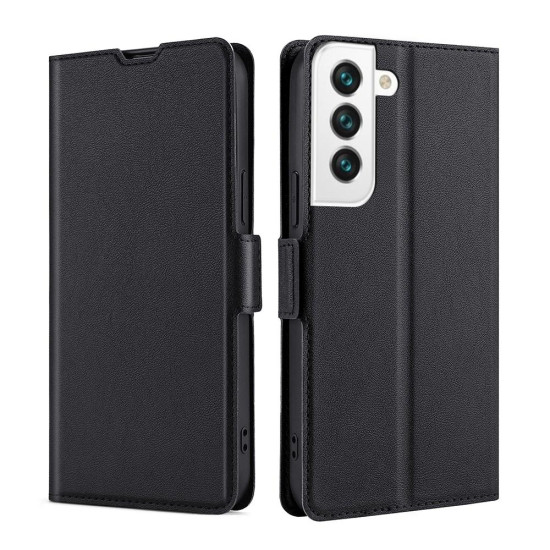 For Samsung Galaxy S23+ 5G Ultra-thin Voltage Side Buckle Horizontal Flip Leather Phone Case(Black)