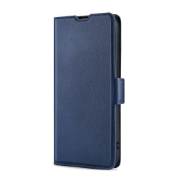 For Samsung Galaxy S23+ 5G Ultra-thin Voltage Side Buckle Horizontal Flip Leather Phone Case(Blue)