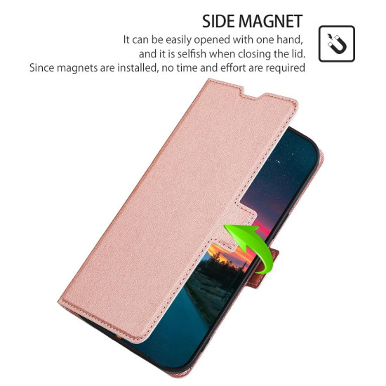 For Samsung Galaxy S23+ 5G Ultra-thin Voltage Side Buckle Horizontal Flip Leather Phone Case(Rose Gold)