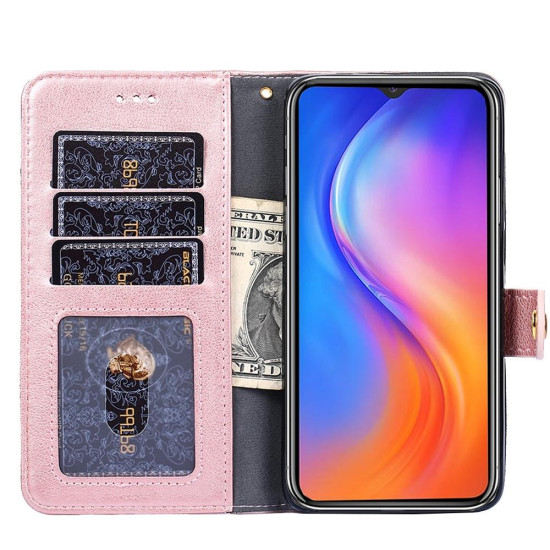 For Samsung Galaxy S23+ 5G Zipper Bag Leather Phone Case(Rose Gold)