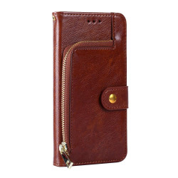 For Samsung Galaxy S23+ 5G Zipper Bag Leather Phone Case(Brown)