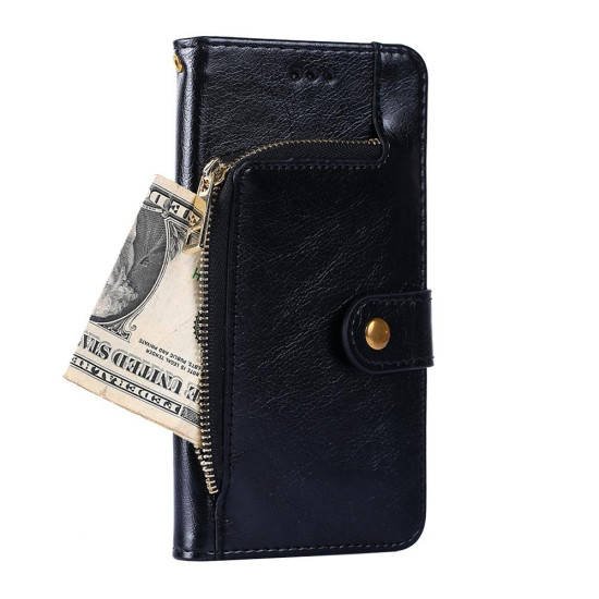 For Samsung Galaxy S23+ 5G Zipper Bag Leather Phone Case(Black)