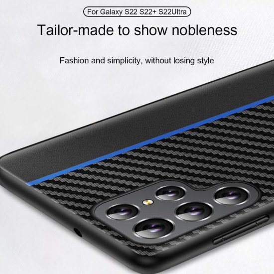 For Samsung Galaxy S23+ 5G Ultra-thin Carbon Fiber Texture Splicing Phone Case(Blue)