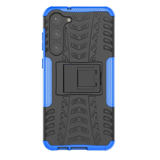 For Samsung Galaxy S23+ 5G Tire Texture TPU + PC Phone Case with Holder(Blue)