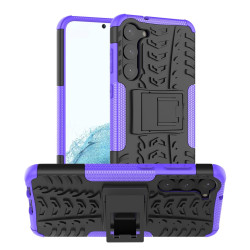 For Samsung Galaxy S23+ 5G Tire Texture TPU + PC Phone Case with Holder(Purple)