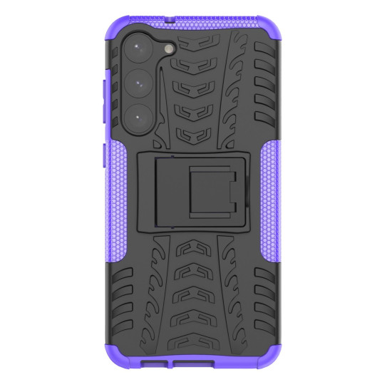 For Samsung Galaxy S23+ 5G Tire Texture TPU + PC Phone Case with Holder(Purple)