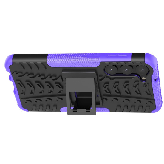 For Samsung Galaxy S23+ 5G Tire Texture TPU + PC Phone Case with Holder(Purple)