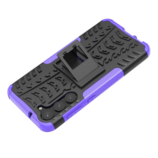 For Samsung Galaxy S23+ 5G Tire Texture TPU + PC Phone Case with Holder(Purple)
