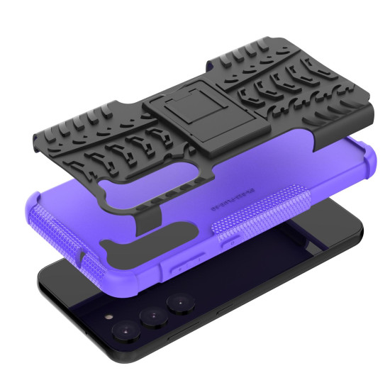 For Samsung Galaxy S23+ 5G Tire Texture TPU + PC Phone Case with Holder(Purple)