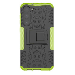 For Samsung Galaxy S23+ 5G Tire Texture TPU + PC Phone Case with Holder(Green)