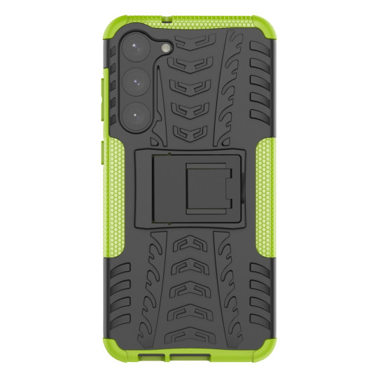 For Samsung Galaxy S23+ 5G Tire Texture TPU + PC Phone Case with Holder(Green)